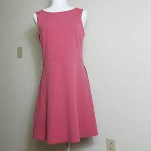 Express v back sleeveless pink dress